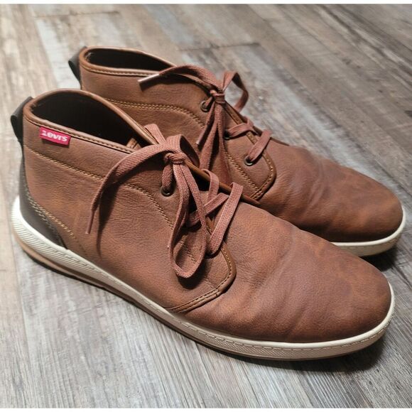 Levi’s Strauss Brown Mid Top Leather Boots Size 13 Men’s - Picture 1 of 8